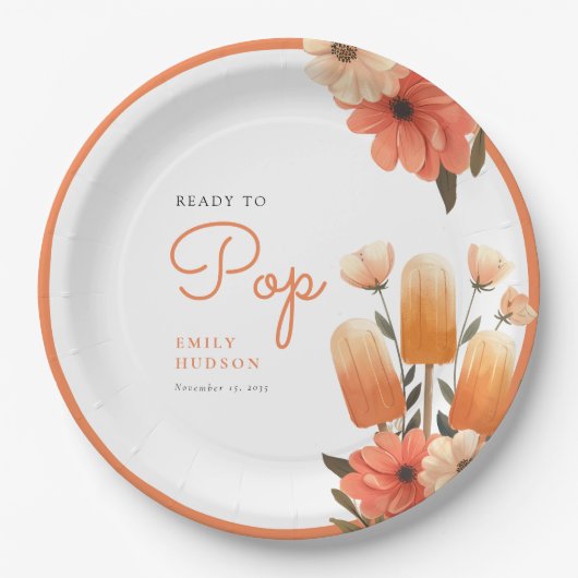 Popsicle klaar voor Pop Baby shower Papieren Bordje (Voorkant)