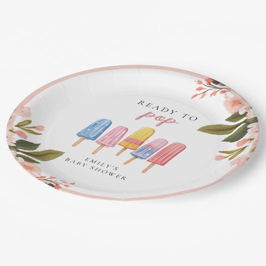 Popsicle klaar voor Pop Baby shower Papieren Bordje (Gekanteld)