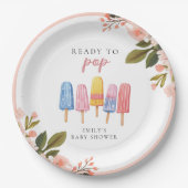 Popsicle klaar voor Pop Baby shower Papieren Bordje (Voorkant)