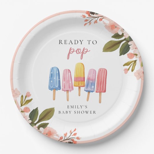 Popsicle klaar voor Pop Baby shower Papieren Bordje (Voorkant)