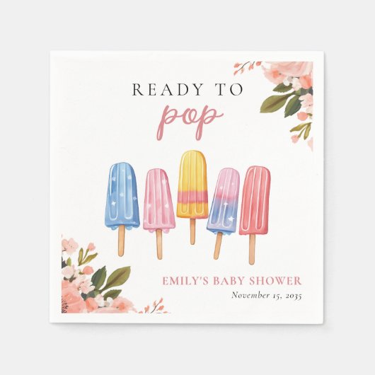 Popsicle klaar voor Pop Baby shower Servet (Voorkant)