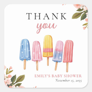 Popsicle klaar voor Pop Baby shower Vierkante Sticker
