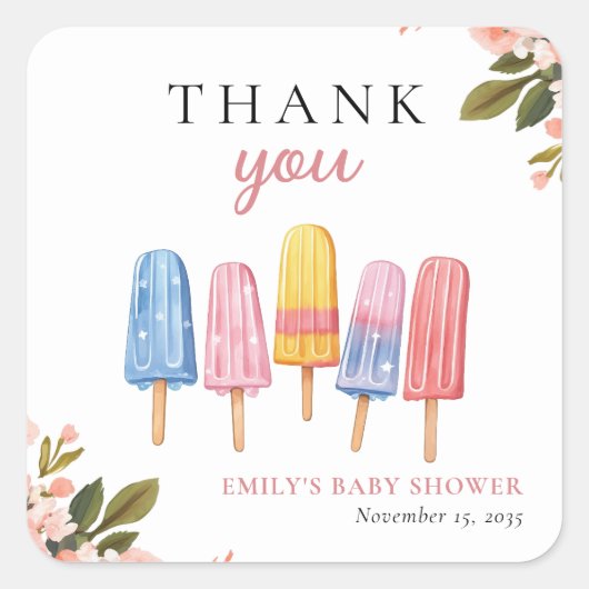 Popsicle klaar voor Pop Baby shower Vierkante Sticker (Voorkant)