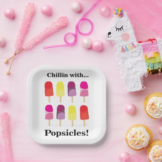 Popsicle Kleurrijke Zomerverjaardagsfeestje Papieren Bordje (Feest)