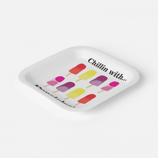 Popsicle Kleurrijke Zomerverjaardagsfeestje Papieren Bordje (Gebogen)