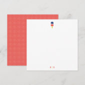 Popsicle koraal blauw modern gepersonaliseerd mono notitiekaartje (Voorkant / Achterkant)