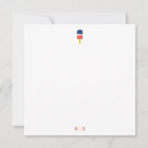 Popsicle koraal blauw modern gepersonaliseerd mono notitiekaartje