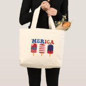 Popsicle Merica Onafhankelijkheidsdag 4 juli Grote Tote Bag (Voorkant (product))