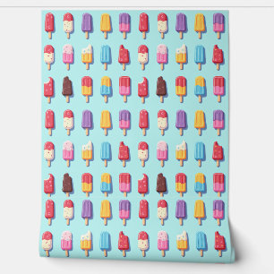 Popsicle Parade in Blue Ice Cream II Behang
