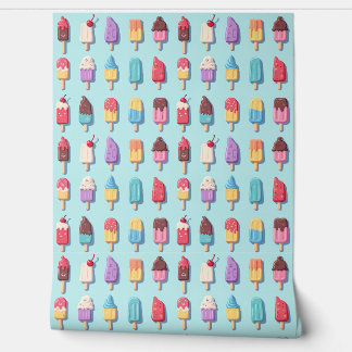 Popsicle Parade in Blue Ice Cream III Behang
