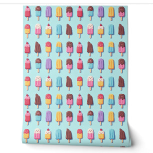 Popsicle Parade in Blue Ice Cream IV Behang