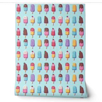 Popsicle Parade in Blue Ice Cream IV Behang