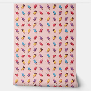 Popsicle Parade in Pink Ice Cream I Behang