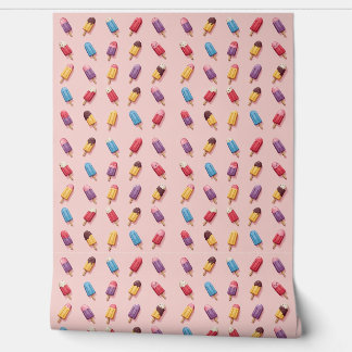 Popsicle Parade in Pink Ice Cream I Behang