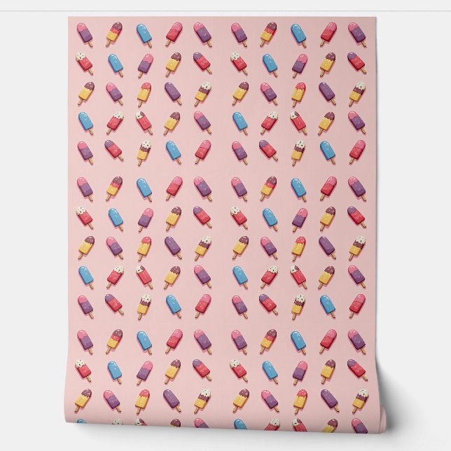 Popsicle Parade in Pink Ice Cream II Behang (Afrollen)