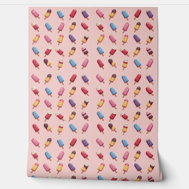 Popsicle Parade in Pink Ice Cream III Behang (Afrollen)