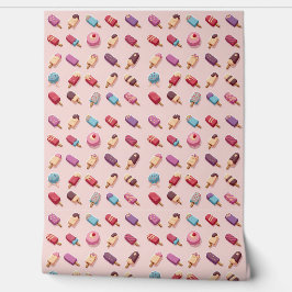 Popsicle Parade in Pink Ice Cream IV Behang