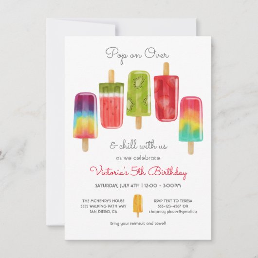 Popsicle Party Birthday Summer Kaart (Voorkant)
