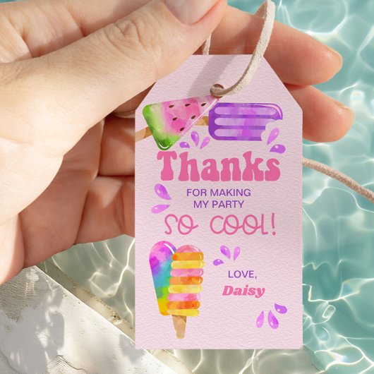 Popsicle Party Cool Ices Pink Bedankt Cadeaulabel