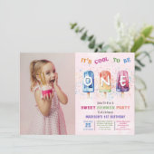 Popsicle Party Cool One 1st Birthday Foto Kaart (Staand voorkant)