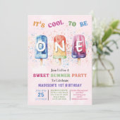 Popsicle Party Cool One 1st Birthday Invitation Kaart (Staand voorkant)
