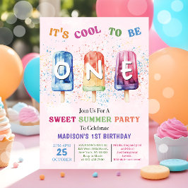 Popsicle Party Cool One 1st Birthday Invitation Kaart