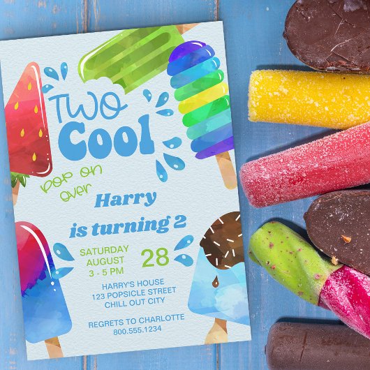 Popsicle Party Twee Cool Boys 2e Verjaardag Kaart
