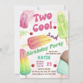 Popsicle Party Twee Cool Meisjes 2e Verjaardag Kaart (Voorkant)
