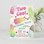Popsicle Party Twee Cool Meisjes 2e Verjaardag Kaart (Staand voorkant)