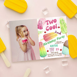 Popsicle Party Twee coole meisjes 2e verjaardag fo Kaart