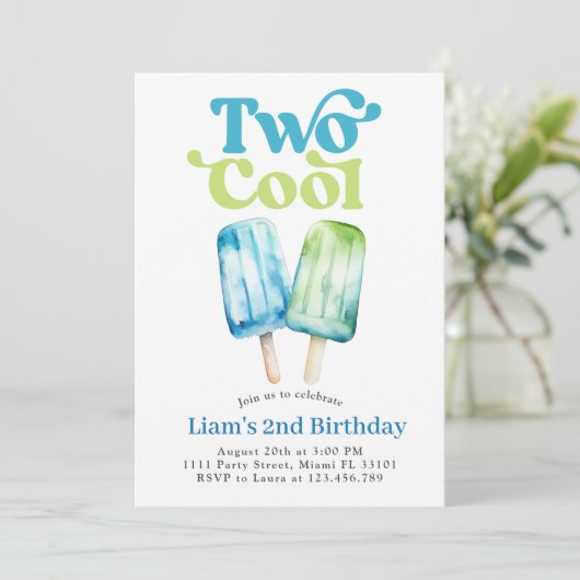 Popsicle Party Twee Koele Jongens 2e Verjaardag Bl Kaart (Staand voorkant)