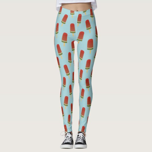 Popsicle Pattern Blue Summer Ice Cream Leggings (Voorkant)