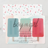 Popsicle Pink & Blue Genderonthulling Kaart (Voorkant / Achterkant)