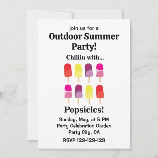 Popsicle Plezier Kleurrijk Buiten Zomerfeest Kaart (Voorkant)