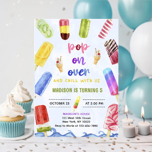 Popsicle Pop On Over Ijsje Verjaardagsfeestje Kaart