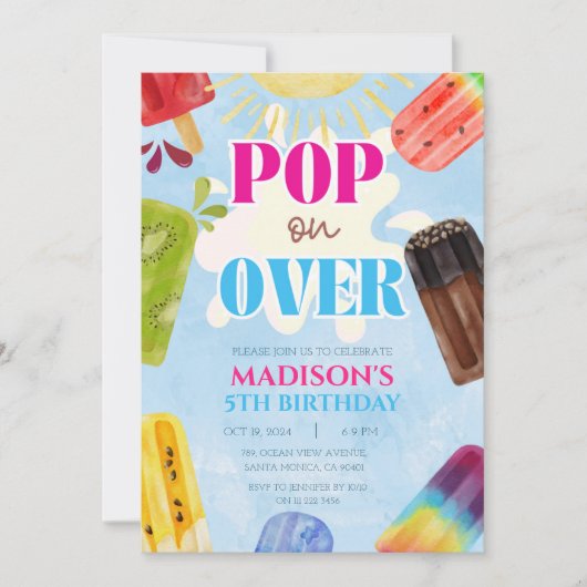 Popsicle Pop op Over Ice Cream 1e 3e 4e 5e 6e Kaart (Voorkant)