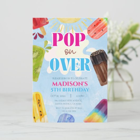 Popsicle Pop op Over Ice Cream 1e 3e 4e 5e 6e Kaart (Staand voorkant)