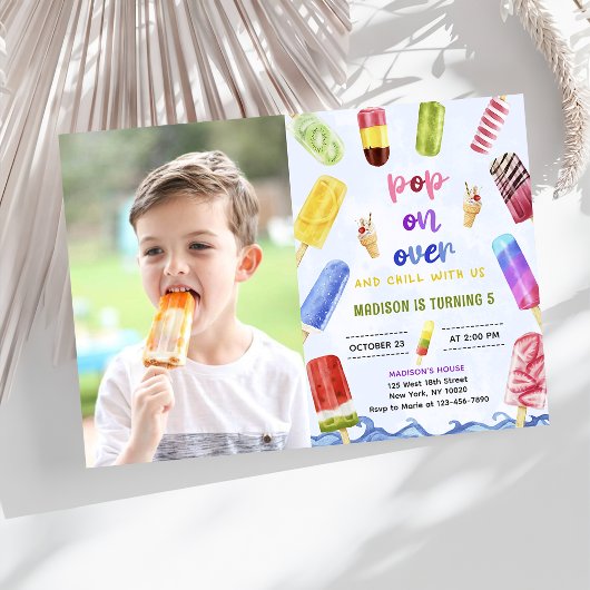 Popsicle Pop op over Ice Cream verjaardagsfoto Kaart
