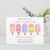 Popsicle Pop op Over Pink Girl Verjaardag Kaart (Staand voorkant)