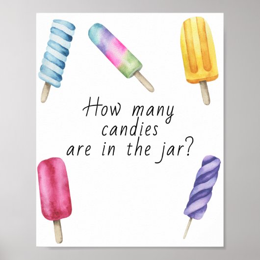 Popsicle - raad eens hoeveel snoepjes er in een po poster (Voorkant)