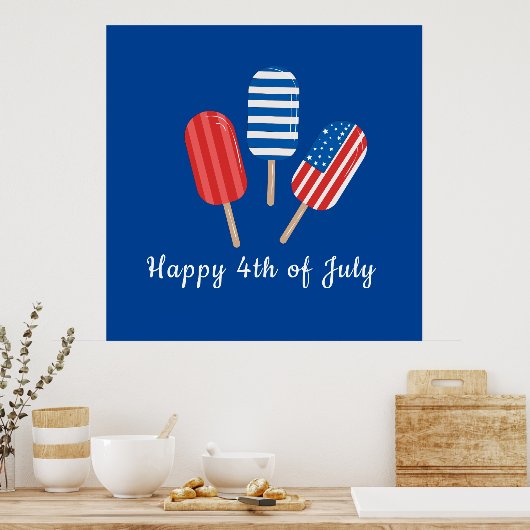 Popsicle rood wit blauw modern minimalistisch poster (Keuken)