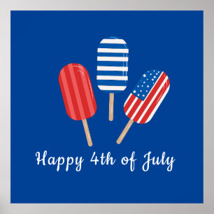 Popsicle rood wit blauw modern minimalistisch poster