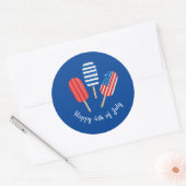 Popsicle rood wit blauw modern minimalistisch ronde sticker (Envelop)