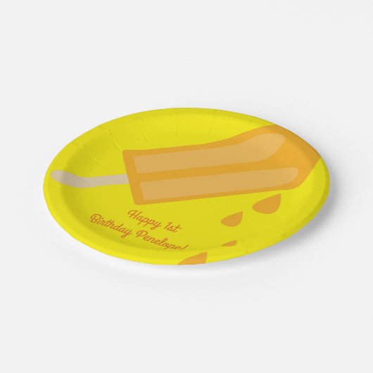 Popsicle Schattige Kids Verjaardagsfeestje Papieren Bordje (Gekanteld)