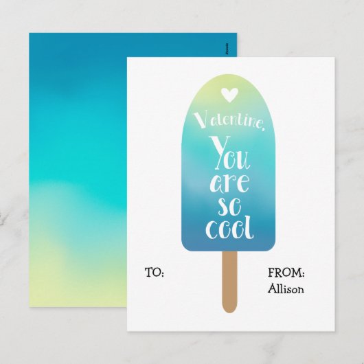 Popsicle School Classroom Valentijn Kaarten voor k Feestdagenkaart (Voorkant / Achterkant)