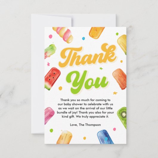 Popsicle She's Ready to Pop Baby shower Welkom Bedankkaart (Voorkant)