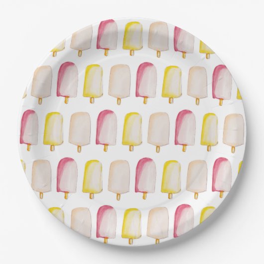 Popsicle Sticks Colorful Pastel Summer Pattern Papieren Bordje (Voorkant)