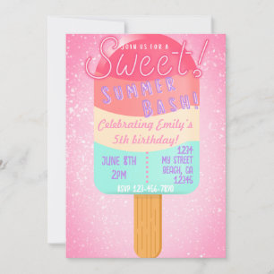 Popsicle Summer Bash Verjaardag Uitnodiging