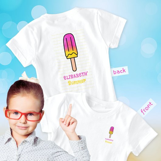Popsicle Summer Fun Roze Geel Meisje T-shirt