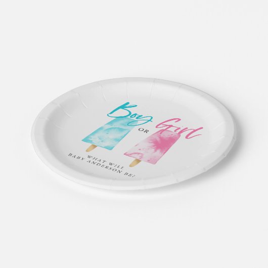 Popsicle Thema Geslacht onthullen Partij Papieren Bordje (Gekanteld)